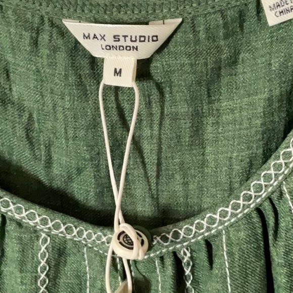 Max Studio Green Puff Sleeve Dress - Picture 4 of 12